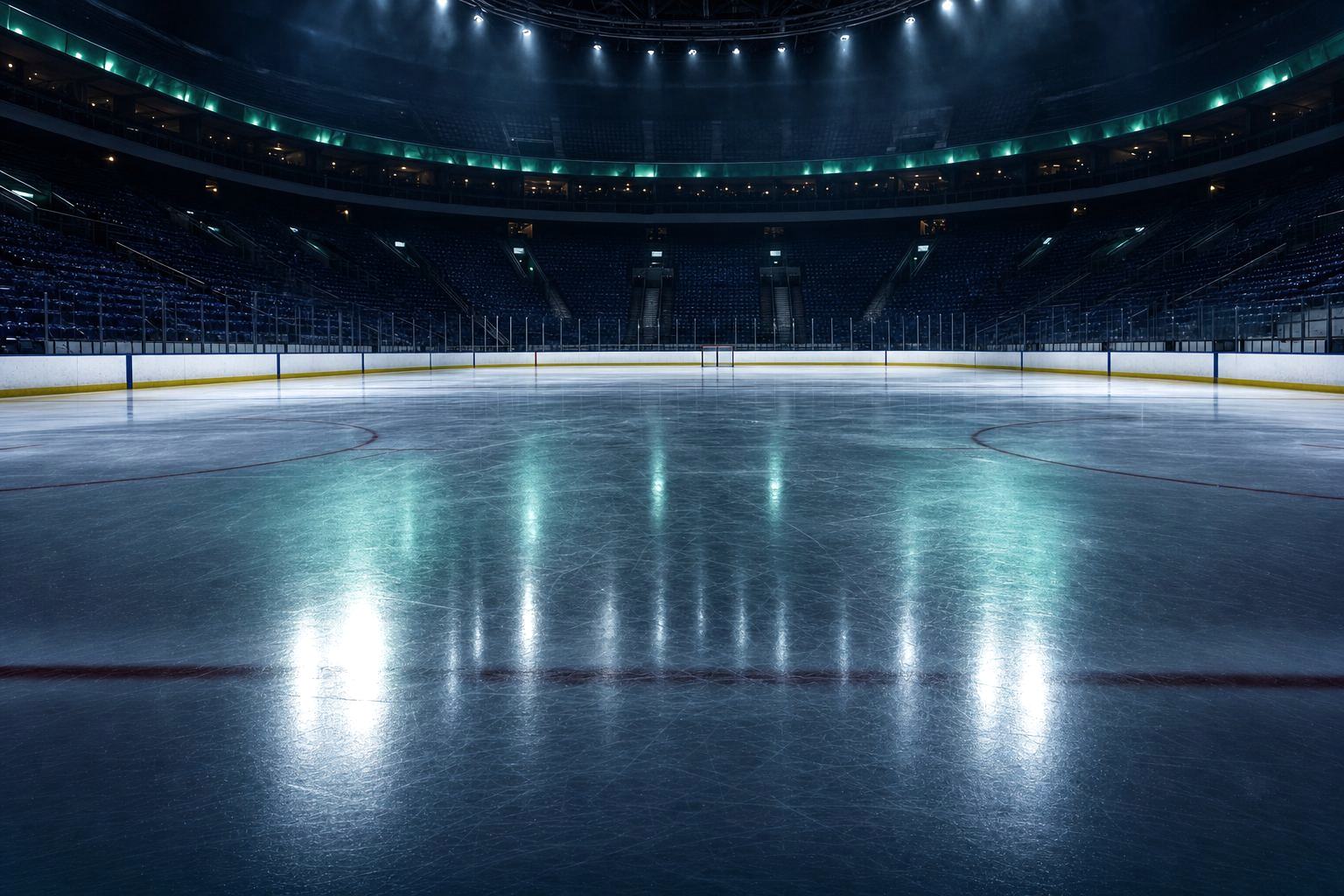 Stylized Canadian city skyline and hockey rink